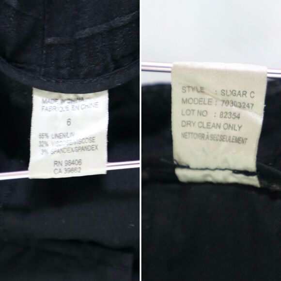 Theory Size 6 Linen Blend Striped Wide Leg Sugar C Trouser Pants Black - Picture 9 of 9